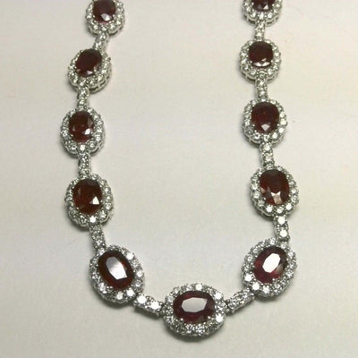 14K White Gold Ruby and Diamond  Necklace - Tapper's Jewelry 
