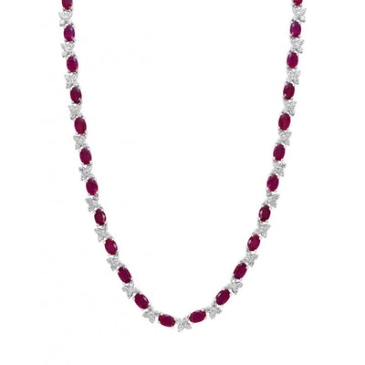 14K White Gold Ruby and Diamond  Necklace - Tapper's Jewelry 