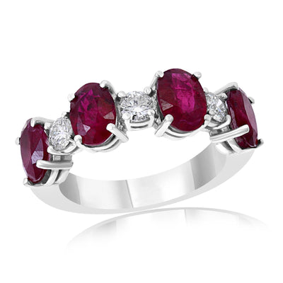14K White Gold Ruby and Diamond  Ring