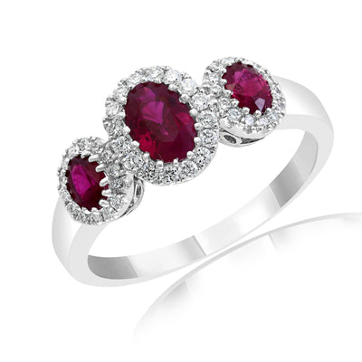 14K White Gold Ruby and Ruby  and Diamond Ring - Tapper's Jewelry 