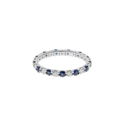 14K White Gold Sapphire and Diamond  Band - Tapper's Jewelry 