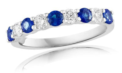 14K White Gold Sapphire and Diamond  Band - Tapper's Jewelry 