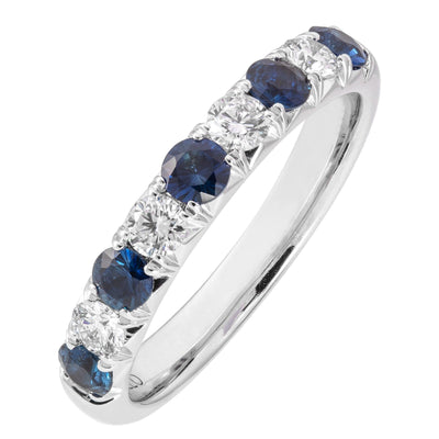 14K White Gold Sapphire and Diamond  Band - Tapper's Jewelry 