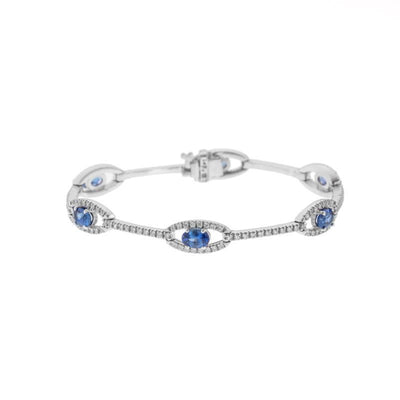 14K White Gold Sapphire and Diamond  Bracelet - Tapper's Jewelry 