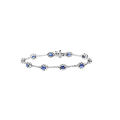 14K WHITE GOLD SAPPHIRE AND DIAMOND BRACELET - Tapper's Jewelry 