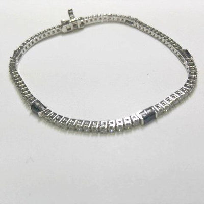 14K White Gold Sapphire and Diamond  Bracelet - Tapper's Jewelry 
