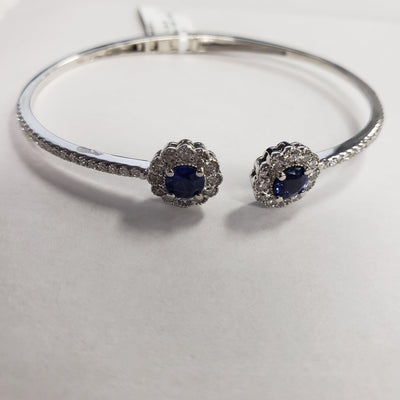 14K White Gold Sapphire and Diamond  Bracelet - Tapper's Jewelry 
