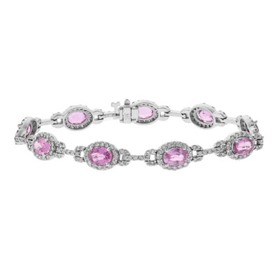 14K White Gold Sapphire and Diamond  Bracelet