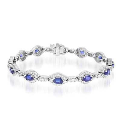 14K WHITE GOLD SAPPHIRE AND DIAMOND BRACELET