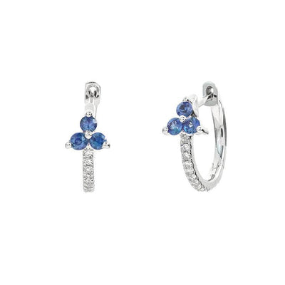 14K White Gold Sapphire and Diamond  Earrings - Tapper's Jewelry 
