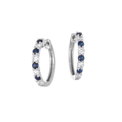 14K White Gold Sapphire and Diamond  Earrings - Tapper's Jewelry 
