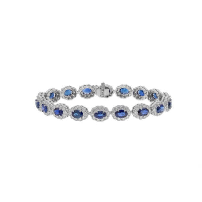 14K WHITE GOLD SAPPHIRE AND DIAMOND ETERNITY BRACELET