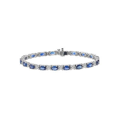 14K WHITE GOLD SAPPHIRE AND DIAMOND ETERNITY BRACELET - Tapper's Jewelry 