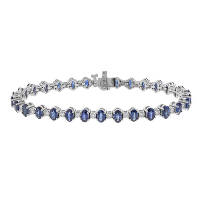 14K WHITE GOLD SAPPHIRE AND DIAMOND ETERNITY BRACELET - Tapper's Jewelry 