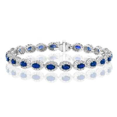 14K WHITE GOLD SAPPHIRE AND DIAMOND ETERNITY BRACELET - Tapper's Jewelry 