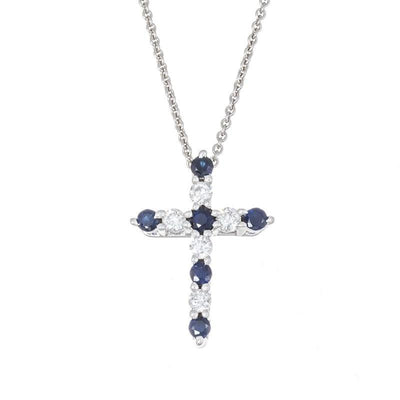 14K White Gold Sapphire and Diamond  Necklace - Tapper's Jewelry 