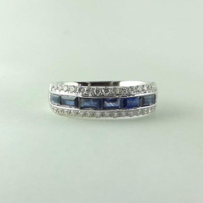 14K WHITE GOLD SAPPHIRE AND DIAMOND RING - Tapper's Jewelry 