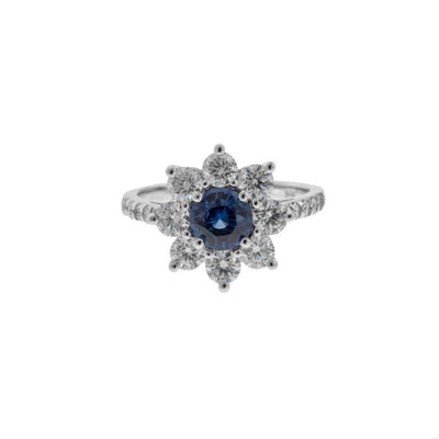 14K White Gold Sapphire and Diamond  Ring