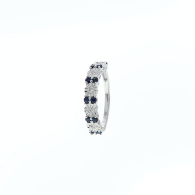 14K WHITE GOLD SAPPHIRE AND DIAMOND RING