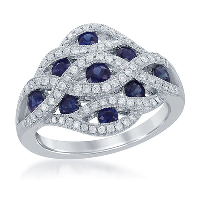 14K White Gold Sapphire and Diamond  Ring - Tapper's Jewelry 