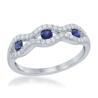 14K White Gold Sapphire and Diamond  Ring - Tapper's Jewelry 