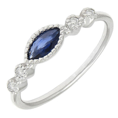 14K WHITE GOLD SAPPHIRE AND DIAMOND RING - Tapper's Jewelry 