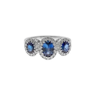 14K White Gold Sapphire and Sapphire  and Diamond Ring - Tapper's Jewelry 