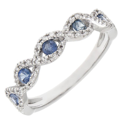 14K WHITE GOLD SAPPHIRE DIAMOND RING - Tapper's Jewelry 