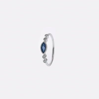 14K WHITE GOLD SAPPHIRE DIAMOND RING - Tapper's Jewelry 