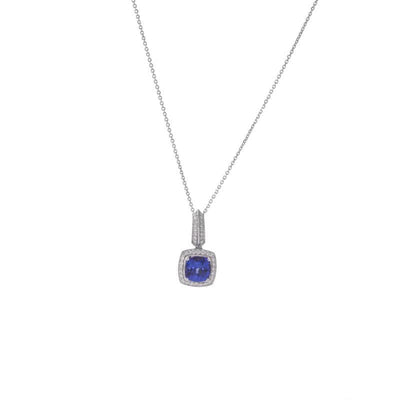 14K White Gold Tanzanite and Diamond  Necklace