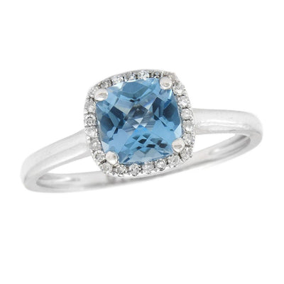 14K WHITE GOLD TOPAZ DIAMOND RING