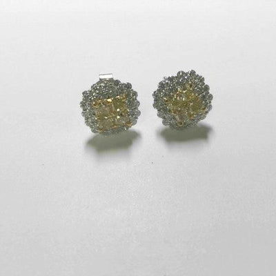 14K White Gold Yellow Diamond and Diamond  Earrings - Tapper's Jewelry 
