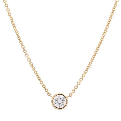 Solitaire Necklace with Round Diamond in 14K Yellow Gold
