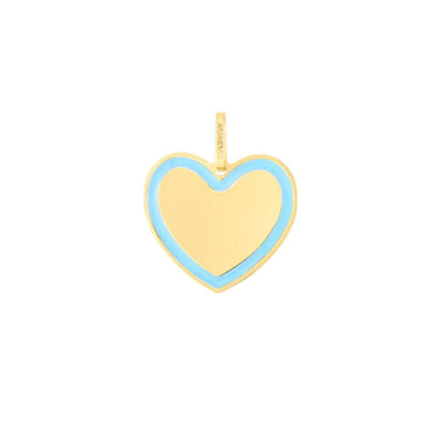 14K Yellow Gold Blue Enamel Pendant - Tapper's Jewelry 