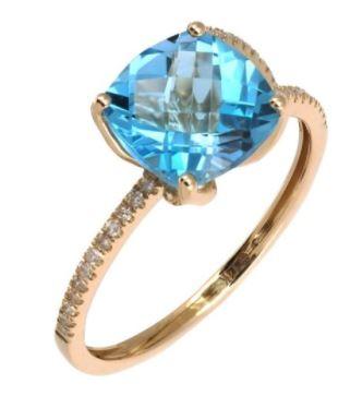 14K Yellow Gold Blue Topaz and Diamond  Ring - Tapper's Jewelry 
