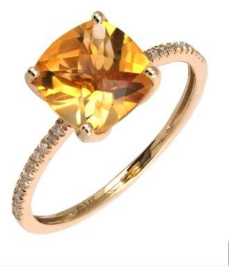 14K Yellow Gold Citrine and Diamond  Ring - Tapper's Jewelry 