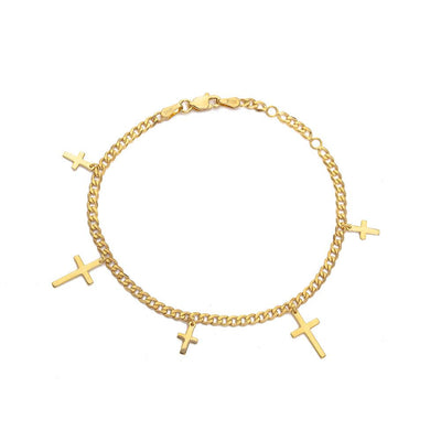 14K YELLOW GOLD CROSS BRACELET - Tapper's Jewelry 