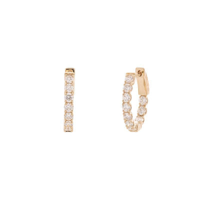 14K Yellow Gold Diamond Inside Out Hoop Earrings
