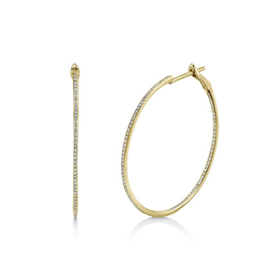 14K Yellow Gold Diamond Hoop Earrings