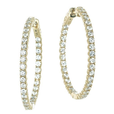 14K Yellow Gold Diamond Hoop Earrings