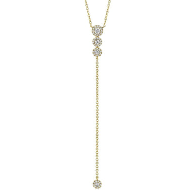 14K Yellow Gold Diamond  Lariat Necklace - Tapper's Jewelry 