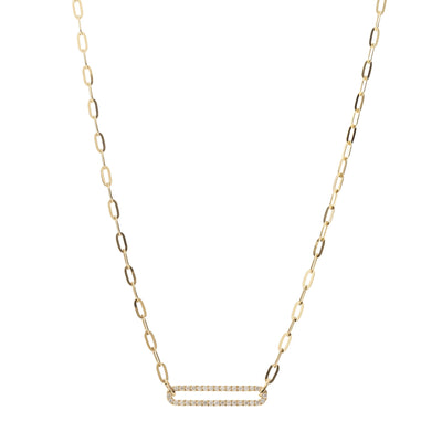 Gold Paperclip Link Necklace with Diamond Accents in 14K Yellow Gold