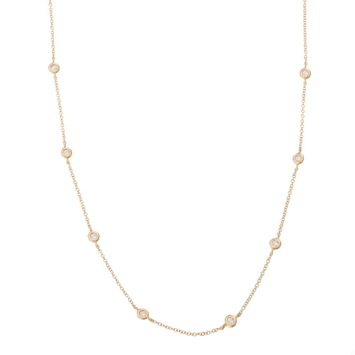 14K Yellow Gold Diamond Stationed Necklace