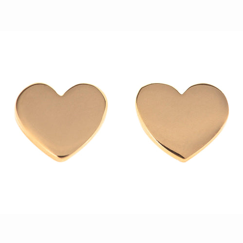 14K Yellow Gold Heart Stud Earrings