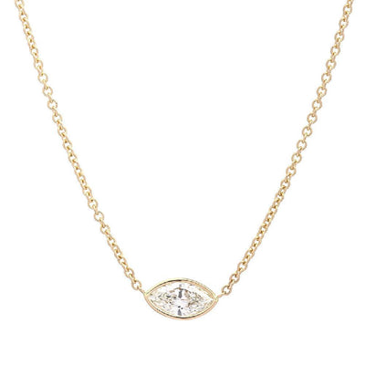 14K YELLOW GOLD EAST-WEST MARQUISE DIAMOND NECKLACE - Tapper's Jewelry 