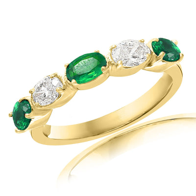 14K Yellow Gold Emerald and Diamond  Band - Tapper's Jewelry 