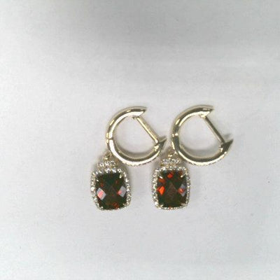 14K Yellow Gold Garnet and Diamond  Earrings - Tapper's Jewelry 