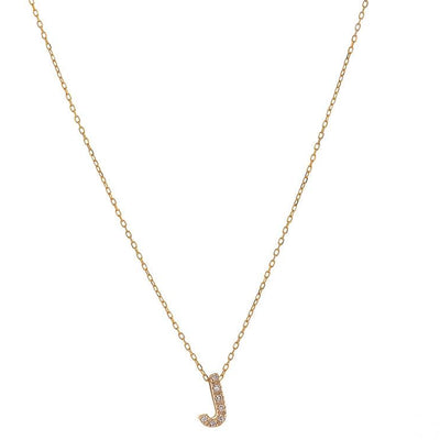 14K Yellow Gold Initial J Diamond Necklace - Tapper's Jewelry 