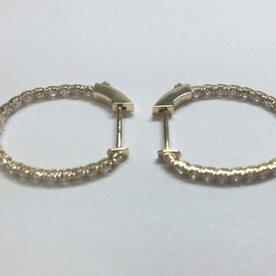 14K YELLOW GOLD OVAL DIAMOND HOOP EARRINGS - Tapper's Jewelry 