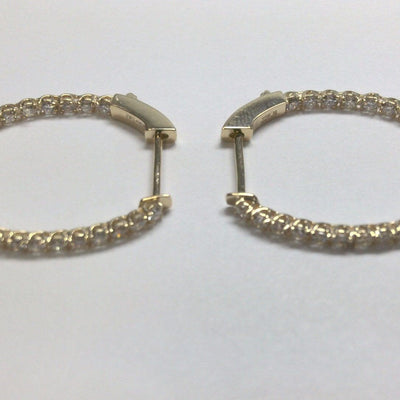 14K YELLOW GOLD OVAL DIAMOND HOOP EARRINGS - Tapper's Jewelry 